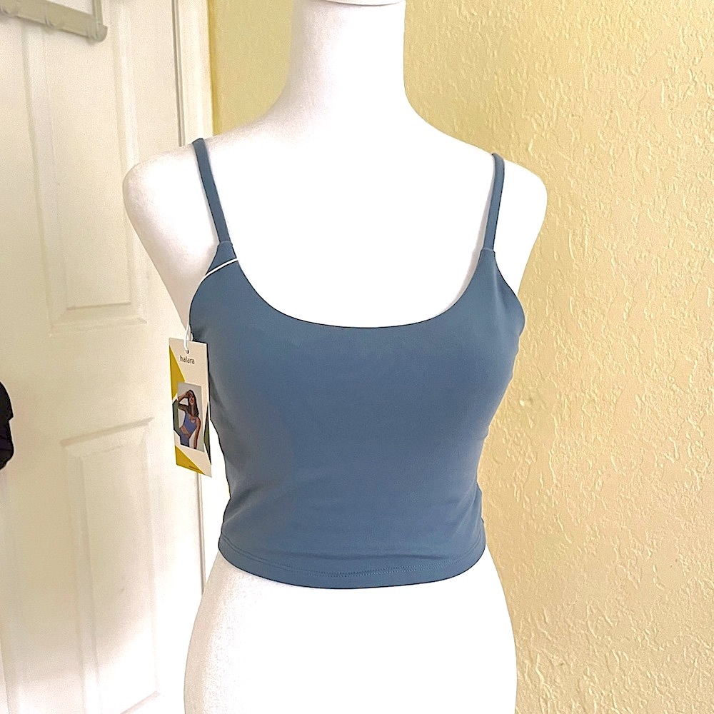 NWT Blue M tank top with built in bra